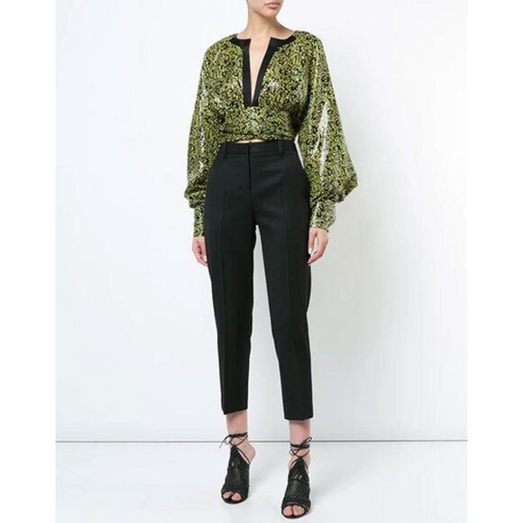 Diane von Furstenberg NEW w/ Tags DVF‎ Keyhole Windsor Chrome Blouse Size 2 - Picture 1 of 11